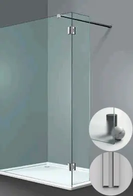 Box Doccia serie Sk_in modello SY Sinistra, su misura al cm da 150 a 500 mm, in Cristallo temperato finitura Madras Nuvola, montanti finitura Argento Satinato, compreso TPA Beperkte Voorraad