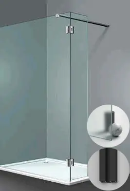 Box Doccia serie Sk_in modello SY Sinistra, su misura al cm da 150 a 500 mm, in Cristallo temperato finitura Satinato, montanti finitura Nero Opaco, compreso TPA Bestseller