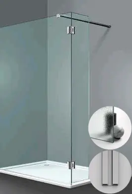 Superprijs Box Doccia serie Sk_in modello SY Sinistra, su misura al cm da 150 a 500 mm, in Cristallo temperato finitura Stampato Chiaro, montanti finitura Argento Satinato, compreso TPA