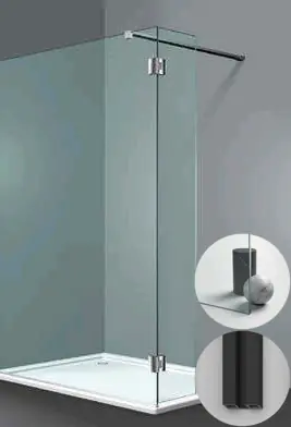 Box Doccia serie Sk_in modello SY Sinistra, su misura al cm da 150 a 500 mm, in Cristallo temperato finitura Trasparente, montanti finitura Nero Opaco, compreso TPA Beperkt Aanbod