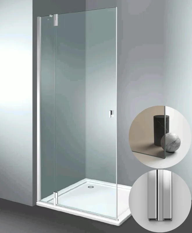 Box Doccia serie SuperSintesi modello XA Sinistra, su misura al cm da 780 a 870 mm, in Cristallo temperato finitura Bronzo, montanti finitura Argento Lucido, compreso TPA Seizoensaanbieding