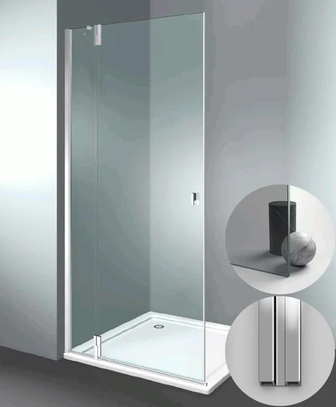 Superprijs Box Doccia serie SuperSintesi modello XA Sinistra, su misura al cm da 780 a 870 mm, in Cristallo temperato finitura Grigio, montanti finitura Argento Lucido, compreso TPA