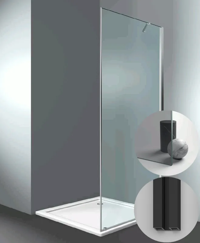 Actieprijs Box Doccia serie SuperSintesi modello XF Destra, su misura al cm da 880 a 970 mm, in Cristallo temperato finitura Grigio, montanti finitura Nero Opaco, compreso TPA