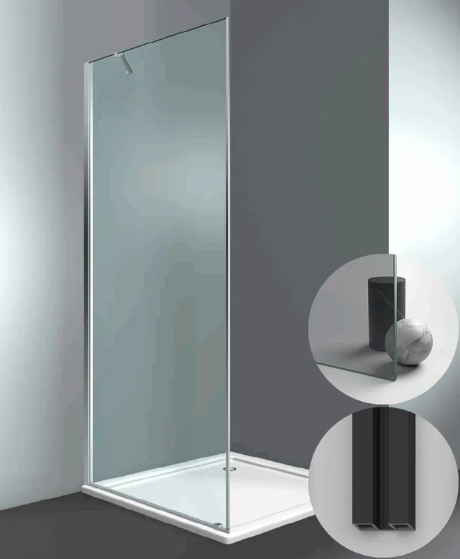Weekendaanbieding Box Doccia serie SuperSintesi modello XF Sinistra, su misura al cm da 680 a 770 mm, in Cristallo temperato finitura Grigio, montanti finitura Nero Opaco, compreso TPA