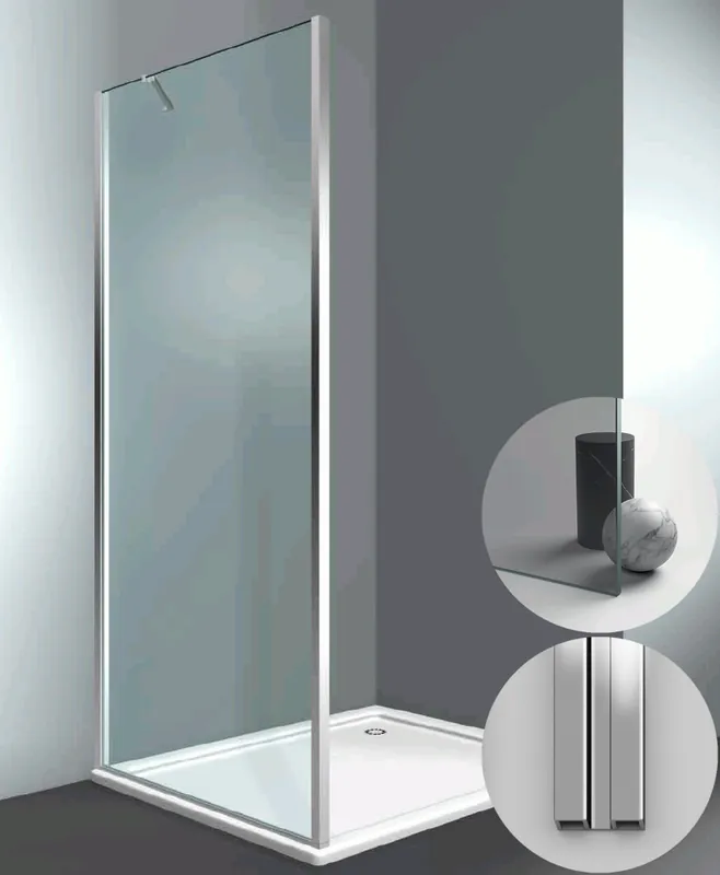 Hoge Kwaliteit Box Doccia serie SuperSintesi modello XG Destra, su misura al cm da 680 a 770 mm, in Cristallo temperato finitura Grigio, montanti finitura Argento Lucido, compreso TPA