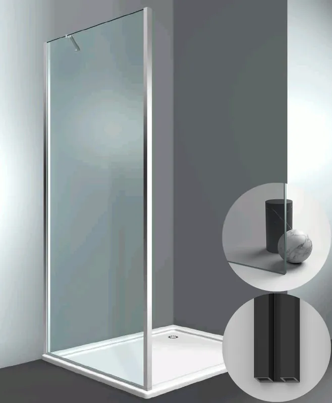 Box Doccia serie SuperSintesi modello XG Sinistra, su misura al cm da 980 a 1070 mm, in Cristallo temperato finitura Grigio, montanti finitura Nero Opaco, compreso TPA Flitsaanbieding