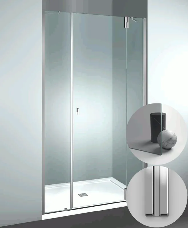 Box Doccia serie SuperSintesi modello XM Destra, su misura al cm da 980 a 1070 mm, in Cristallo temperato finitura Grigio, montanti finitura Argento Lucido, compreso TPA Betaalbaar