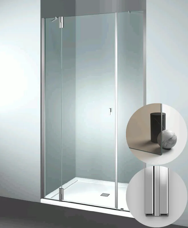 Op = Op Box Doccia serie SuperSintesi modello XM Sinistra, su misura al cm da 980 a 1070 mm, in Cristallo temperato finitura Bronzo, montanti finitura Argento Lucido, compreso TPA
