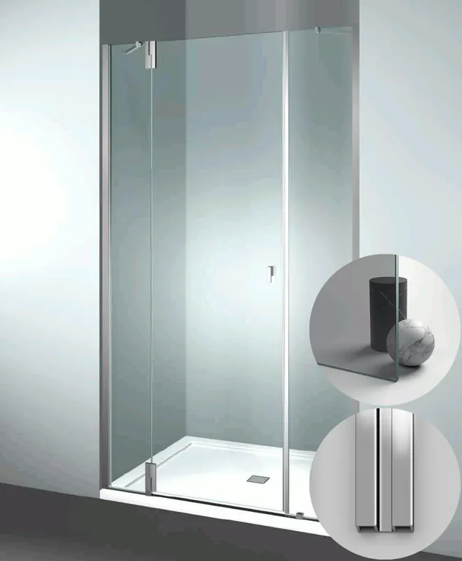 Box Doccia serie SuperSintesi modello XM Sinistra, su misura al cm da 980 a 1070 mm, in Cristallo temperato finitura Grigio, montanti finitura Argento Lucido, compreso TPA Direct Verzonden