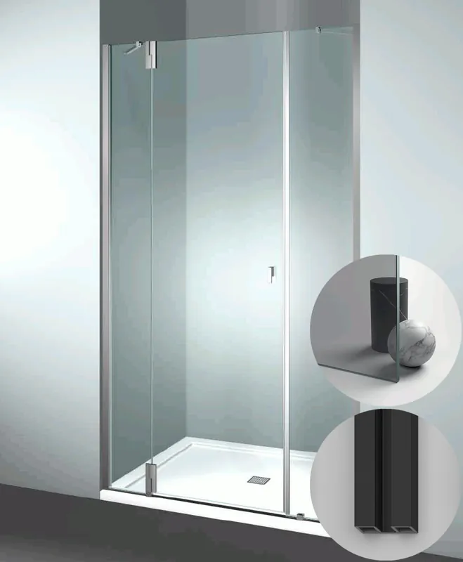 Direct Beschikbaar Box Doccia serie SuperSintesi modello XM Sinistra, su misura al cm da 980 a 1070 mm, in Cristallo temperato finitura Grigio, montanti finitura Nero Opaco, compreso TPA