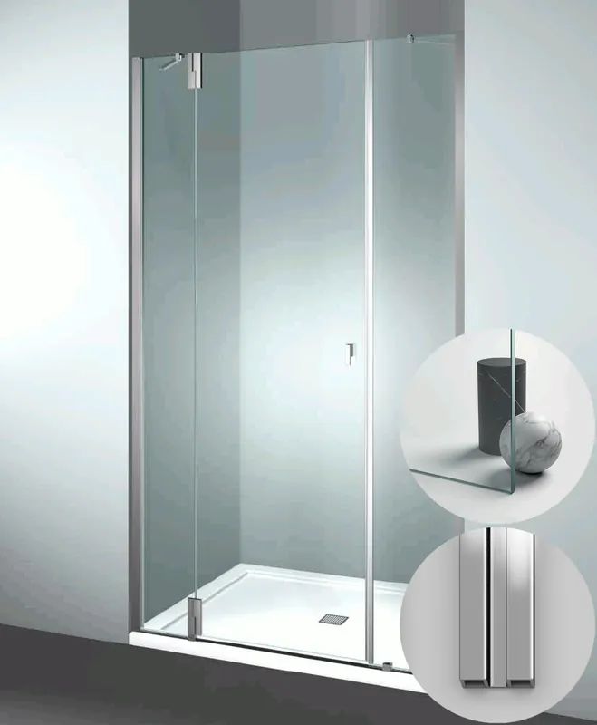 Box Doccia serie SuperSintesi modello XM Sinistra, su misura al cm da 980 a 1070 mm, in Cristallo temperato finitura Trasparente, montanti finitura Argento Lucido, compreso TPA Superprijs