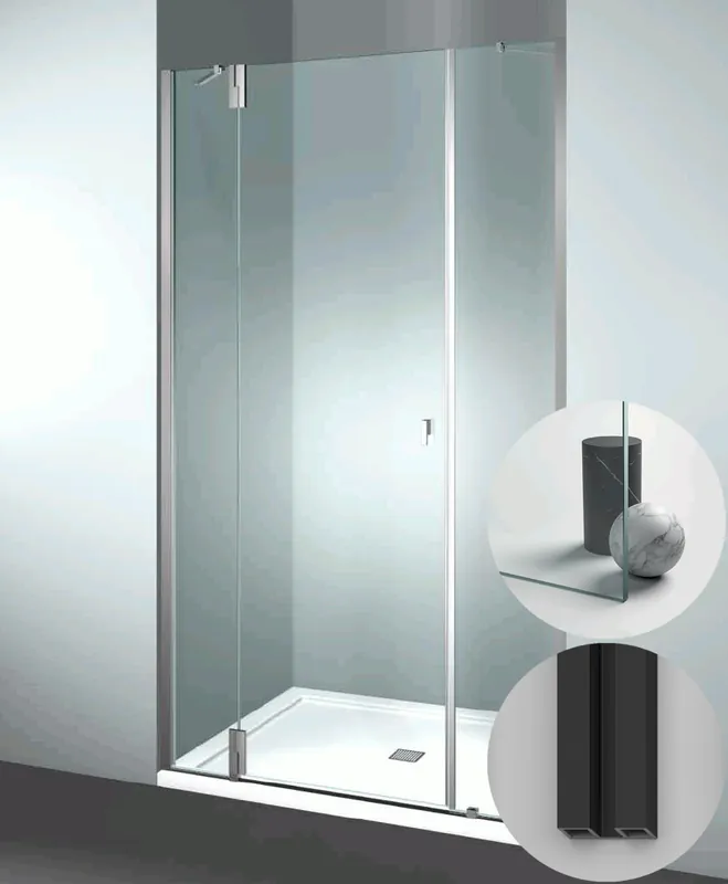 Hoge Kwaliteit Box Doccia serie SuperSintesi modello XM Sinistra, su misura al cm da 980 a 1070 mm, in Cristallo temperato finitura Trasparente, montanti finitura Nero Opaco, compreso TPA