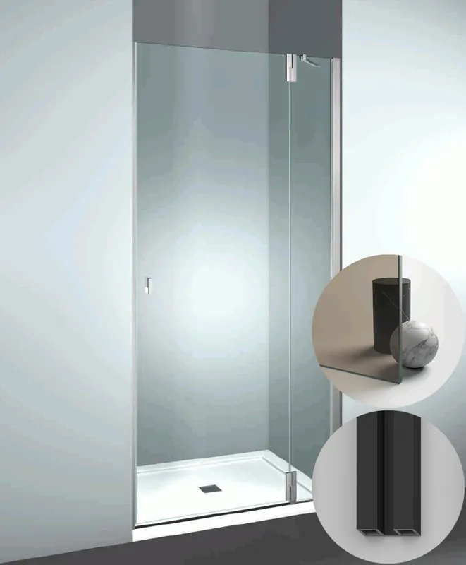 Beperkt Aanbod Box Doccia serie SuperSintesi modello XN Destra, su misura al cm da 680 a 770 mm, in Cristallo temperato finitura Bronzo, montanti finitura Nero Opaco, compreso TPA