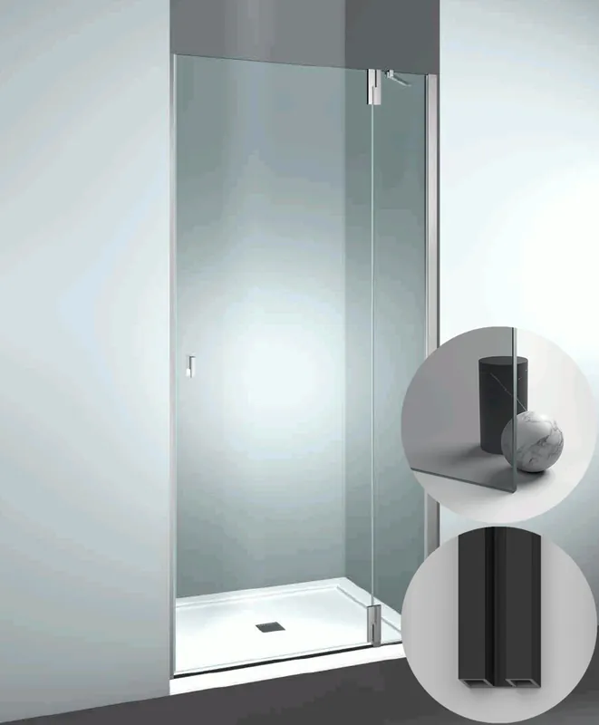 Speciale Aanbieding Box Doccia serie SuperSintesi modello XN Destra, su misura al cm da 680 a 770 mm, in Cristallo temperato finitura Grigio, montanti finitura Nero Opaco, compreso TPA