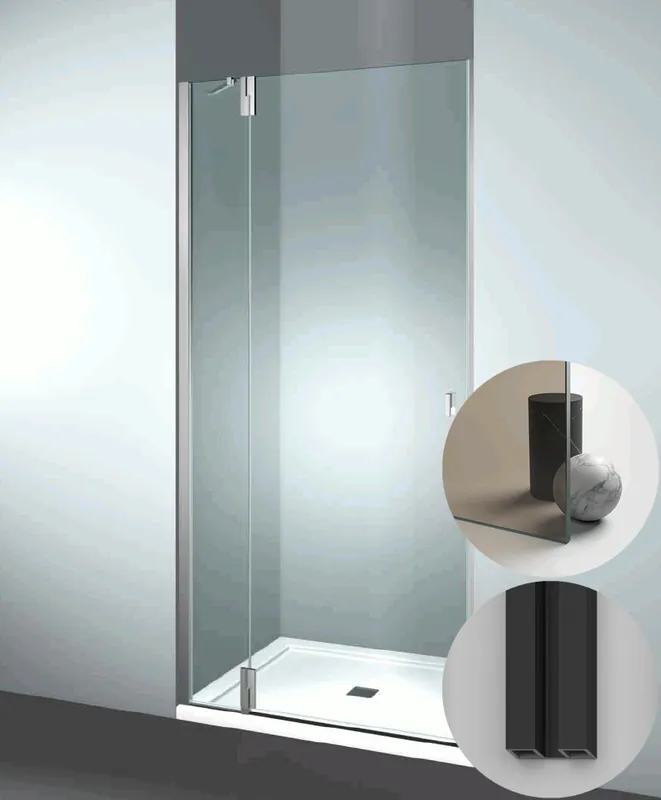 Box Doccia serie SuperSintesi modello XN Sinistra, su misura al cm da 780 a 870 mm, in Cristallo temperato finitura Bronzo, montanti finitura Nero Opaco, compreso TPA Flitsaanbieding