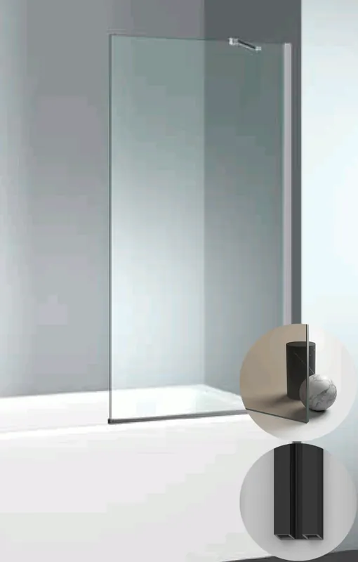 Box Doccia serie Vasche modello FB Reversibile, misura Standard 700 mm, in Cristallo temperato finitura Bronzo, montanti finitura Nero Opaco, compreso TPA Uitverkoop