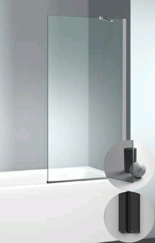 Box Doccia serie Vasche modello FB Reversibile, misura Standard 900 mm, in Cristallo temperato finitura Grigio, montanti finitura Nero Opaco, compreso TPA Lage Prijs