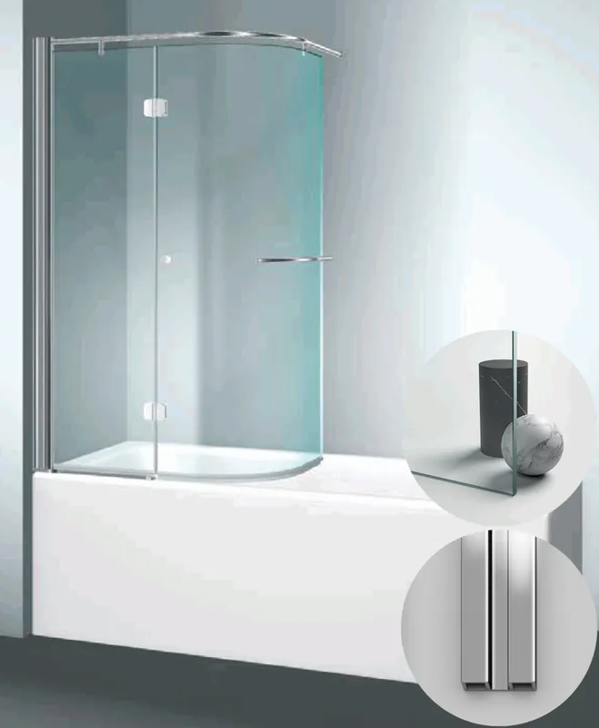 Beperkt Aanbod Box Doccia serie Vasche modello SR Sinistra, misura Standard 920 mm, in Cristallo temperato finitura Trasparente, montanti finitura Argento Lucido, compreso TPA
