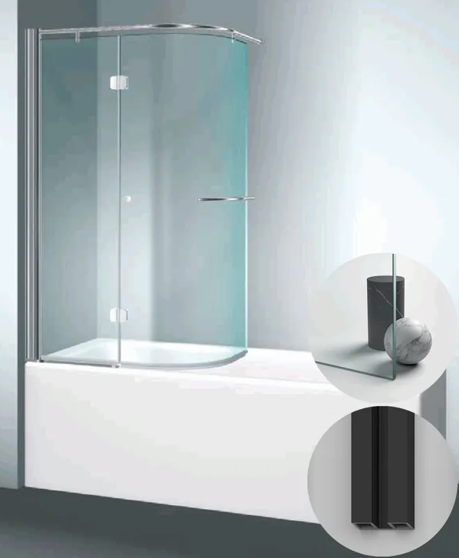 Box Doccia serie Vasche modello SR Sinistra, misura Standard 920 mm, in Cristallo temperato finitura Trasparente, montanti finitura Nero Opaco, compreso TPA Fabrieksprijs
