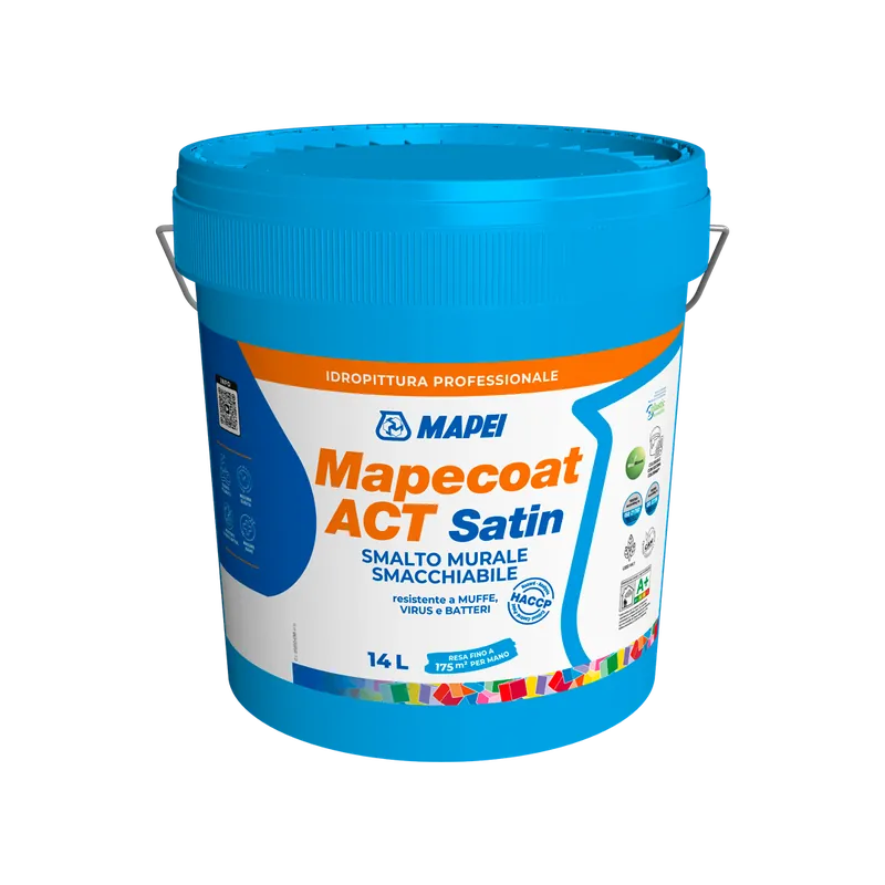 Mapecoat Act Satin Bianco - 1 Secchi da 4 lt Laatste Kans