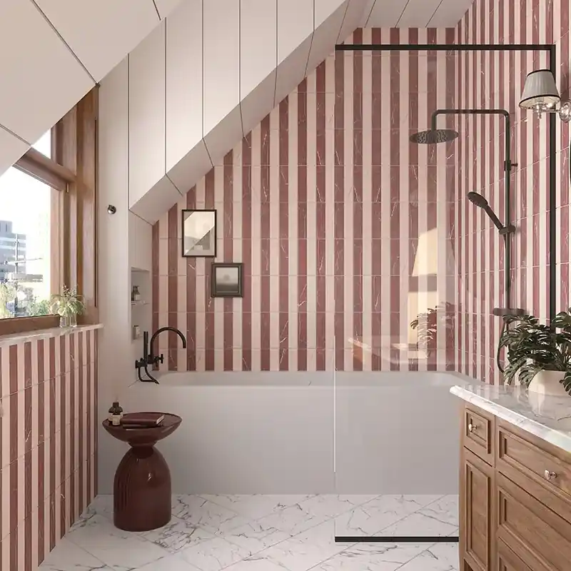 Bestel Nu Dama Brick Rosa Portogallo - Gres Mattoncino Effetto Marmo 6x25