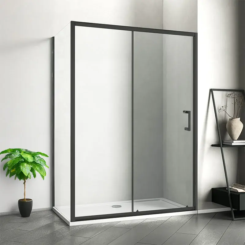 Big - Box Doccia Angolare Scorrevole in Finitura Nera Opaca Express Levering