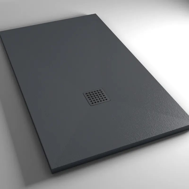 Essential - Piatto Doccia in Resina Effetto Pietra Nero Dagaanbieding