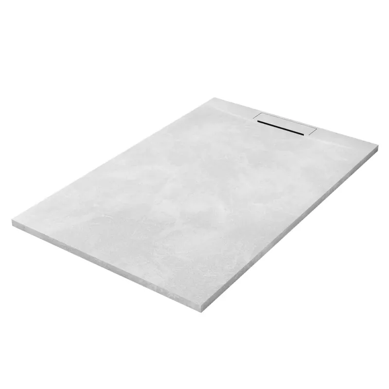 Lage Kosten Cemento - Piatto Doccia in Resina Effetto Cemento Bianco con Scarico Laterale