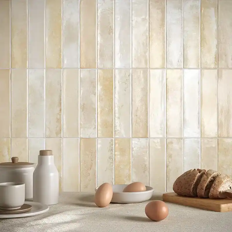 Lime Brick Sand - Rivestimento Effetto Mattoncino Lucido 25x75 Aanbieding