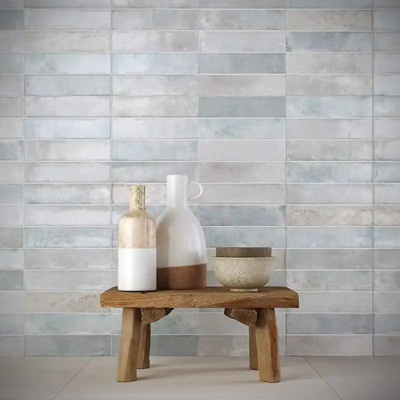 Beste Prijs Lime Brick Sky - Rivestimento Effetto Mattoncino Lucido 25x75