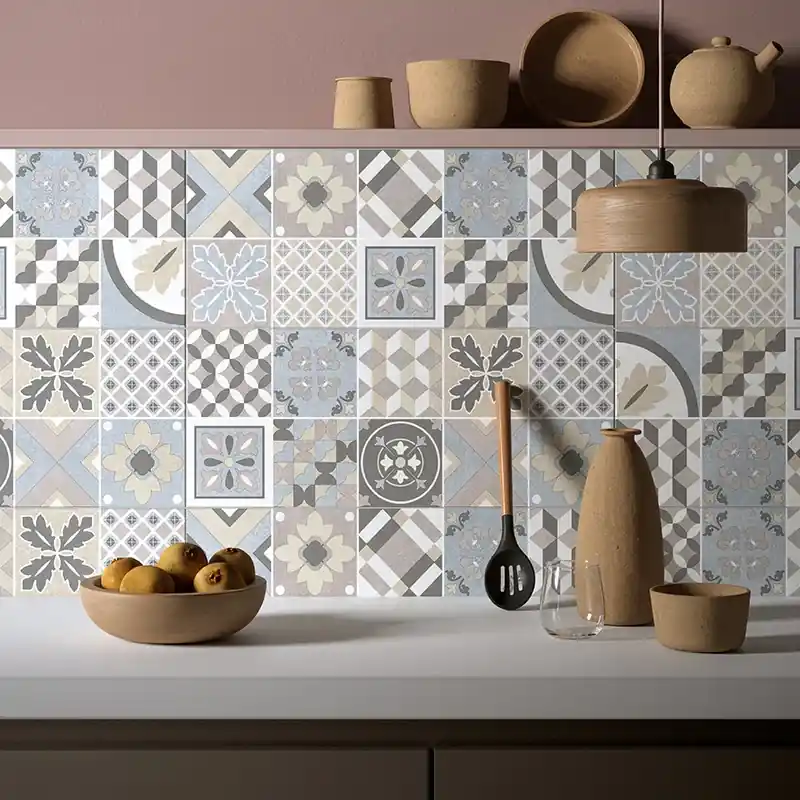 Aanbieding Roma Wall Decoro Maioliche - Rivestimento Effetto Cementine 25x60