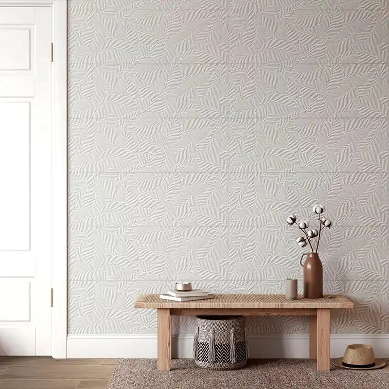 Express Levering Blossom Tropical Bianco - Rivestimento a Rilievo Botanico 33x100