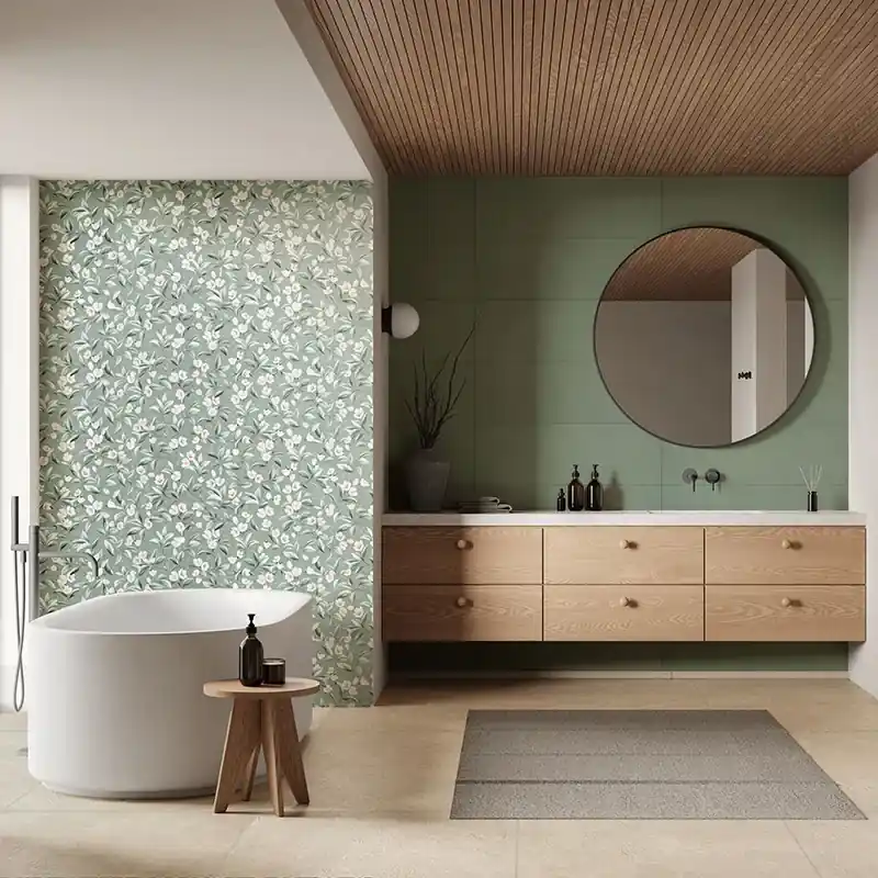 Blossom Garden Menta - Rivestimento con Decoro Floreale 33x100 Koopje