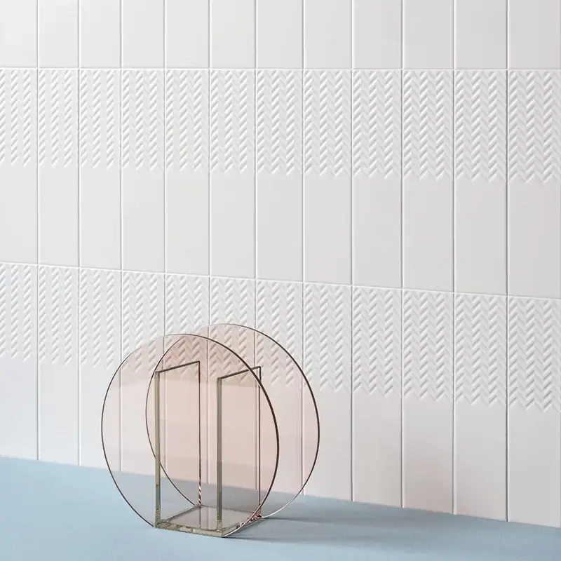 Biscuit Waves Bianco - Rivestimento Effetto Mattoncino Zigrinato 5x20 Bestel Nu