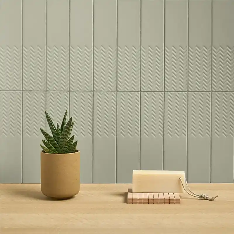 Biscuit Waves Salvia - Rivestimento Effetto Mattoncino Zigrinato 5x20 Goedkoop