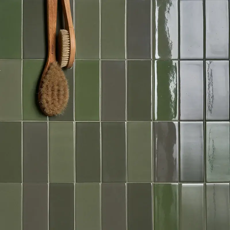 Aanbieding Cosmo Brick Lux Verde - Gres Effetto Mattoncino Lucido 6x15