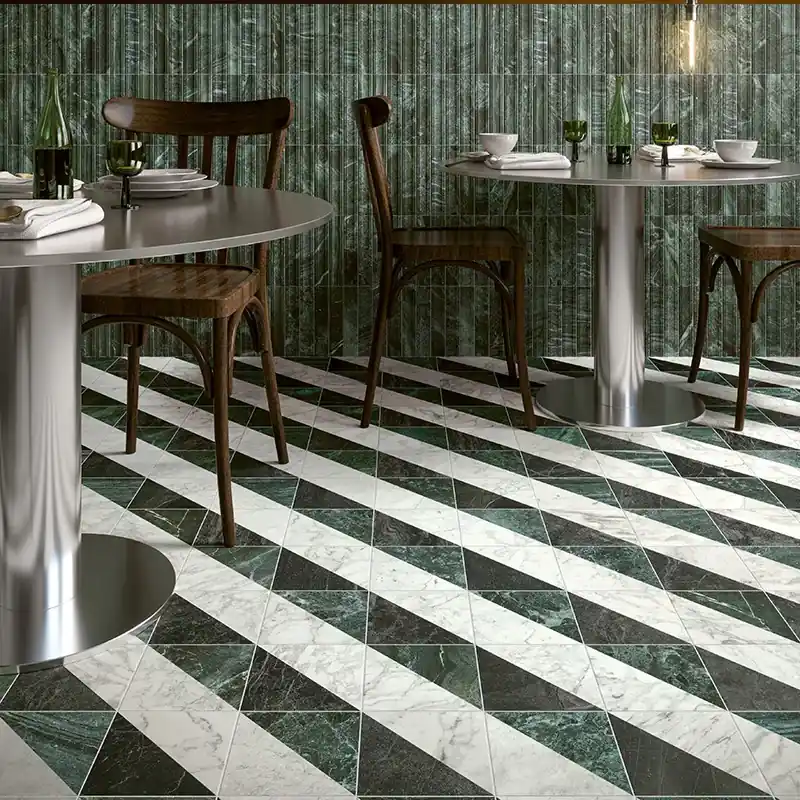 Bestseller Dandy Flag White/Green - Gres Effetto Marmo Intarsiato 18x18