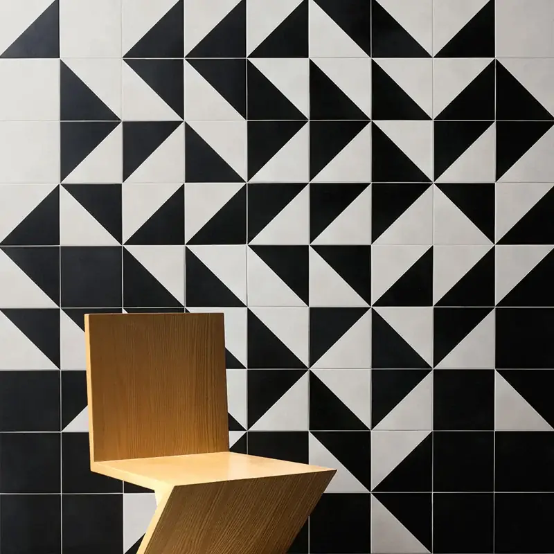 Futura Half Black - Gres Porcellanato Decorato Geometrico 15x15 Op = Op
